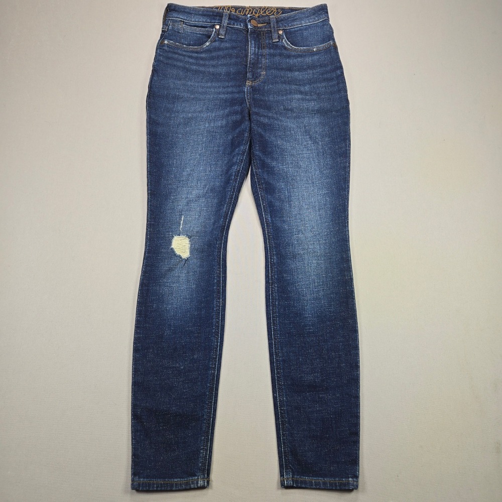 Wrangler Jeans Womens High Rise Skinny Distressed Dark Wash 11MPSDT Blue 27x28